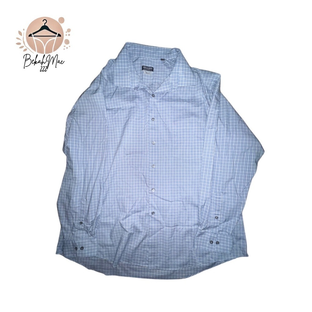 Van Heusen Flex Regular Fit Men’s Shirt, Blue Check, 2XL 18.5 Neck, 34/35 Sleeve